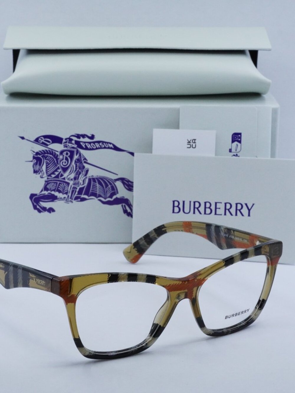 Burberry BE2416 4146 Cat Eye Eyeglasses 52mm - Check Sand - Picture 8 of 10
